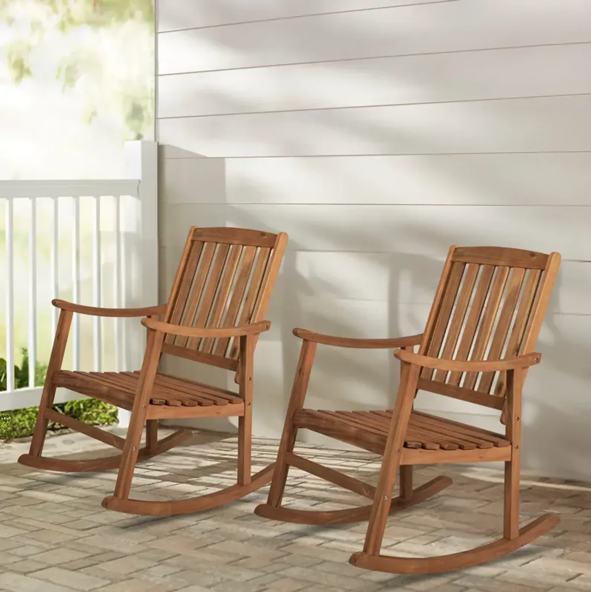 Penny Classic Slat Back Acacia Wood Patio Outdoor Rocking Chair