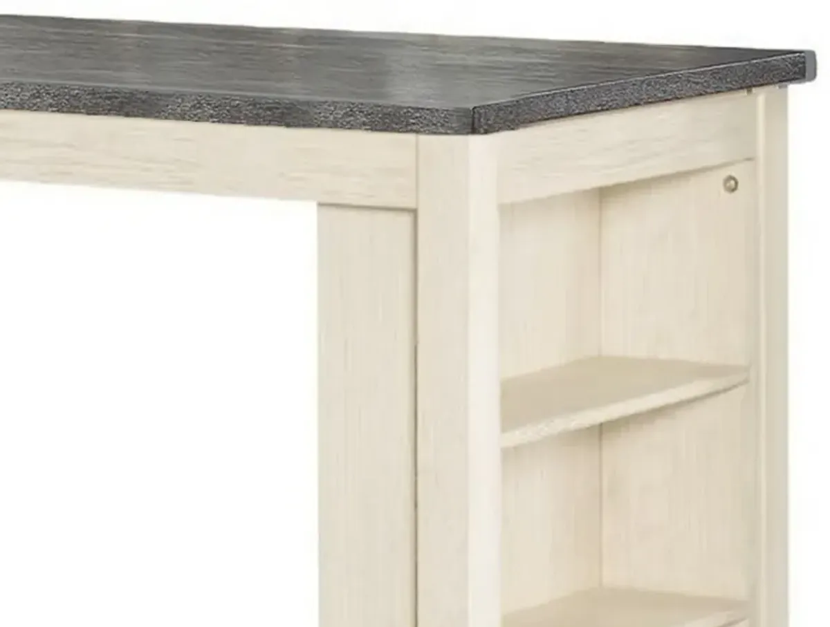 Joss 60 Inch Cottage Counter Height Table, 2 Tone Wood, Gray Top Cream Base-Benzara