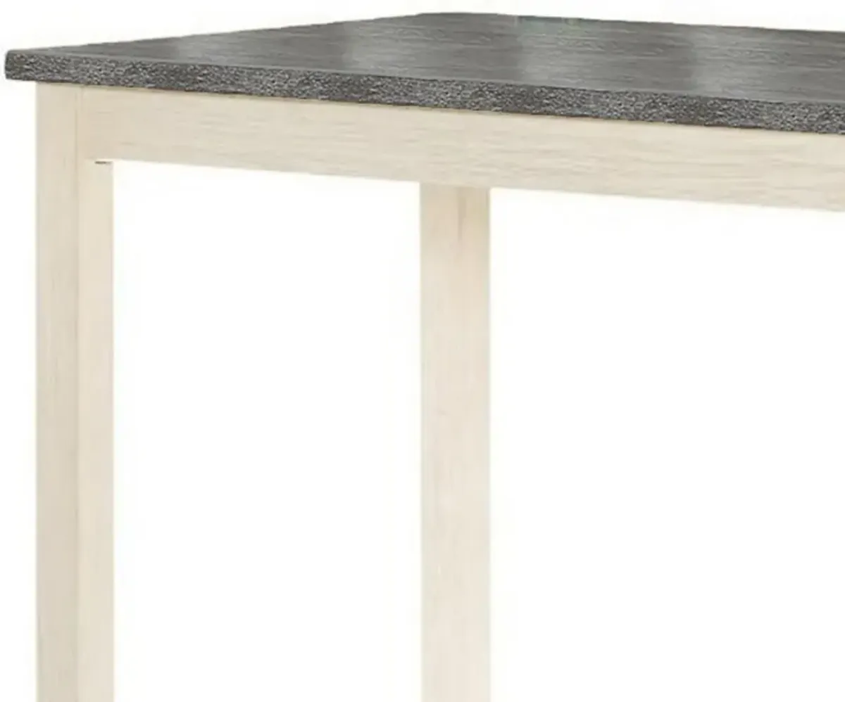 Joss 60 Inch Cottage Counter Height Table, 2 Tone Wood, Gray Top Cream Base-Benzara