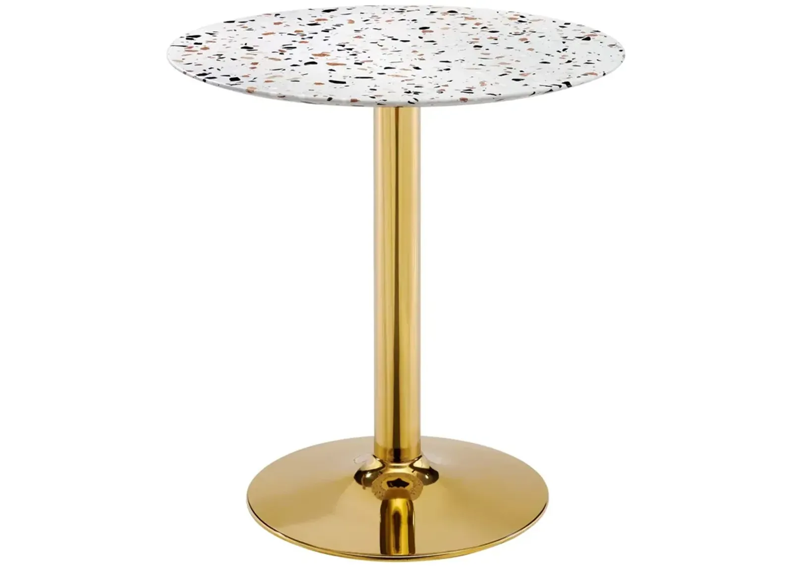 Modway - Verne 28" Round Terrazzo Dining Table Gold White