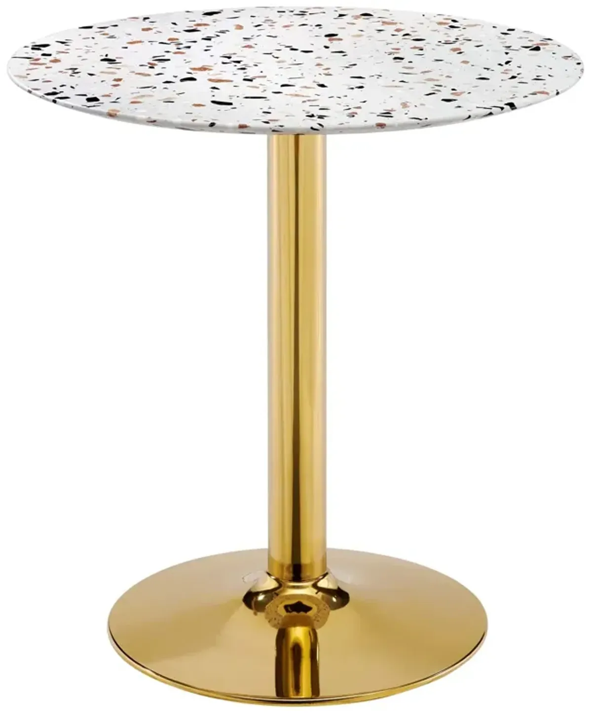 Modway - Verne 28" Round Terrazzo Dining Table Gold White