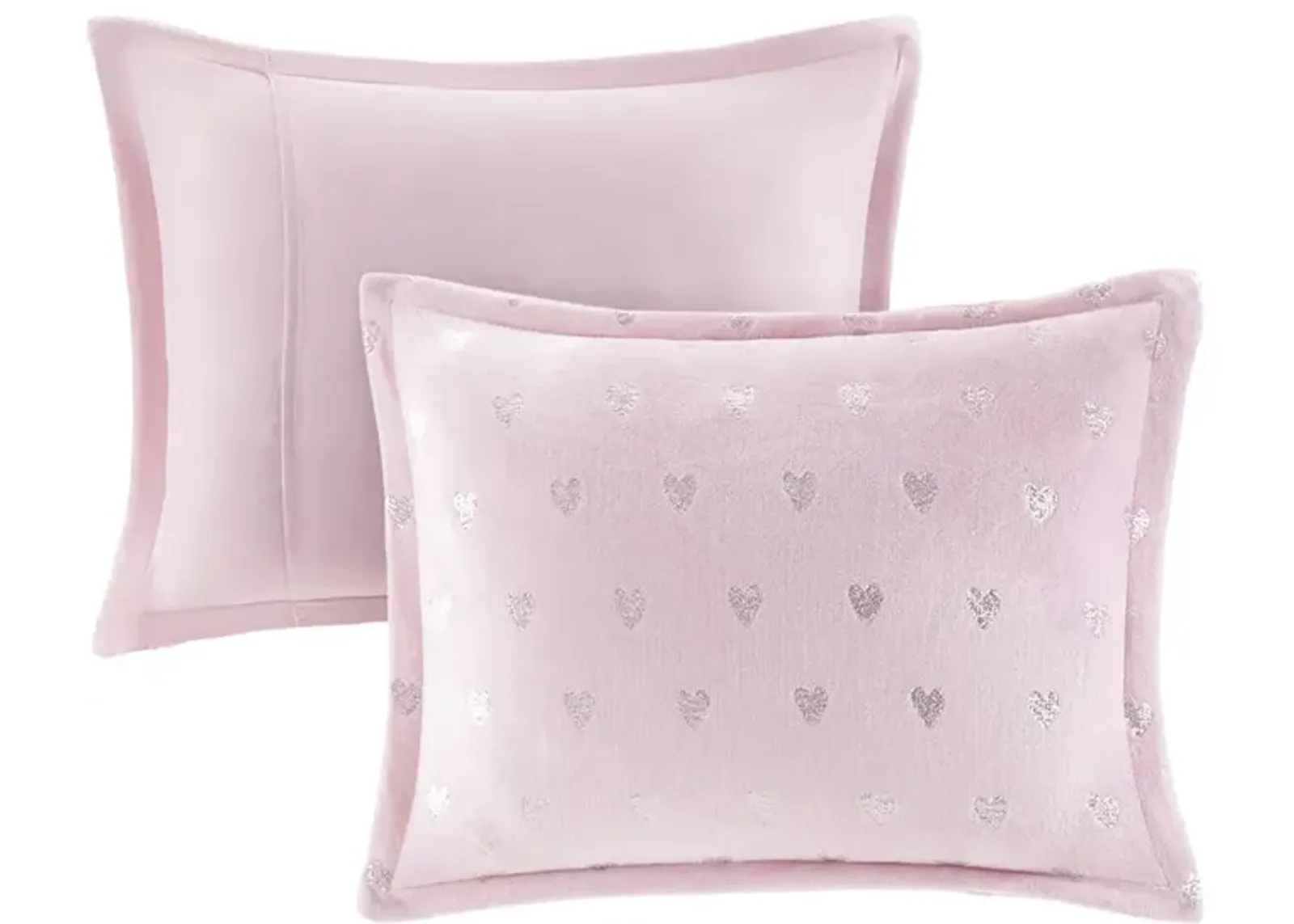 Belen Kox Rosalie Metallic Heart Printed Plush Comforter Set, Belen Kox