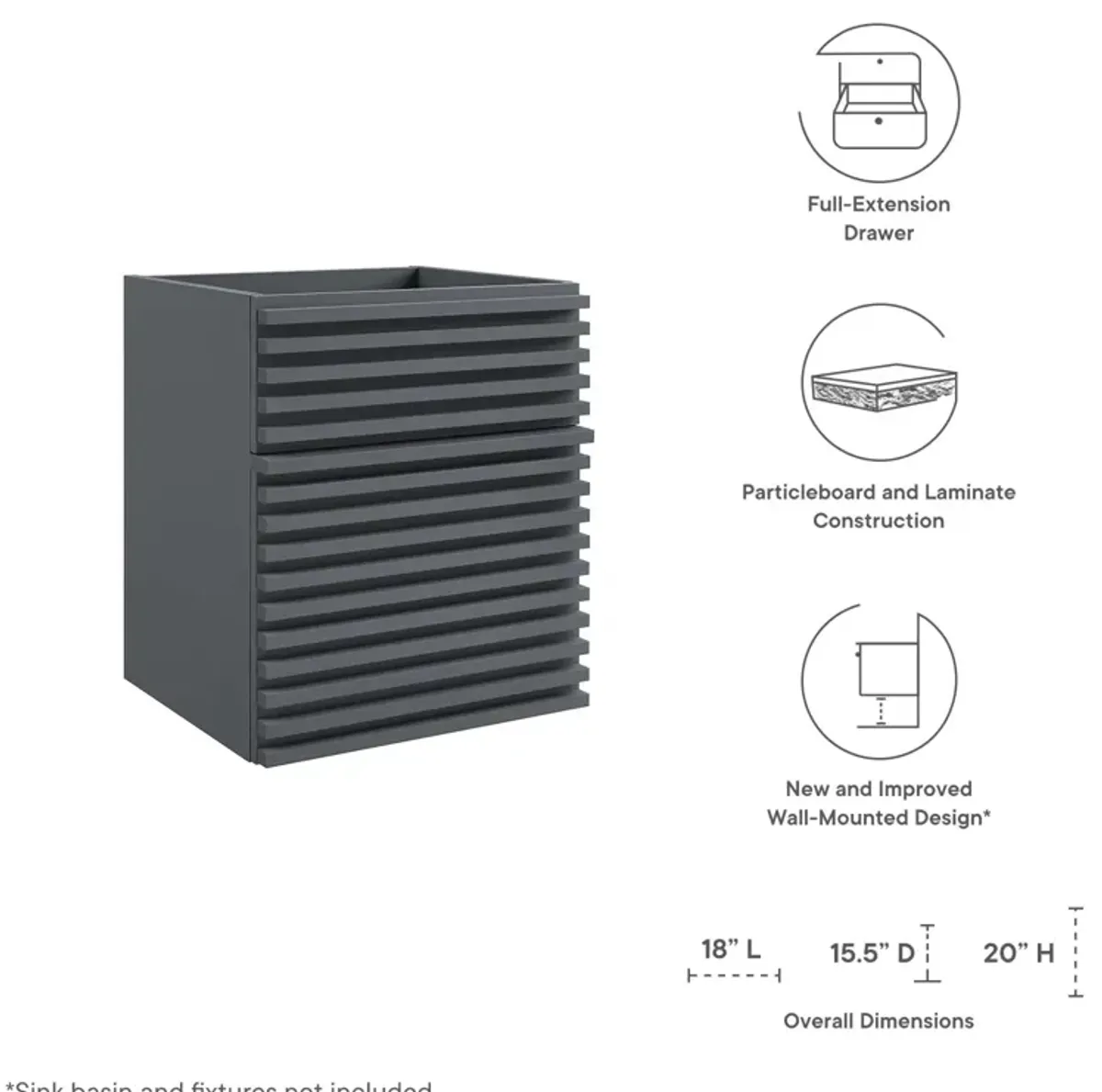 Render 18" Wall-Mount Bathroom Vanity Cabinet