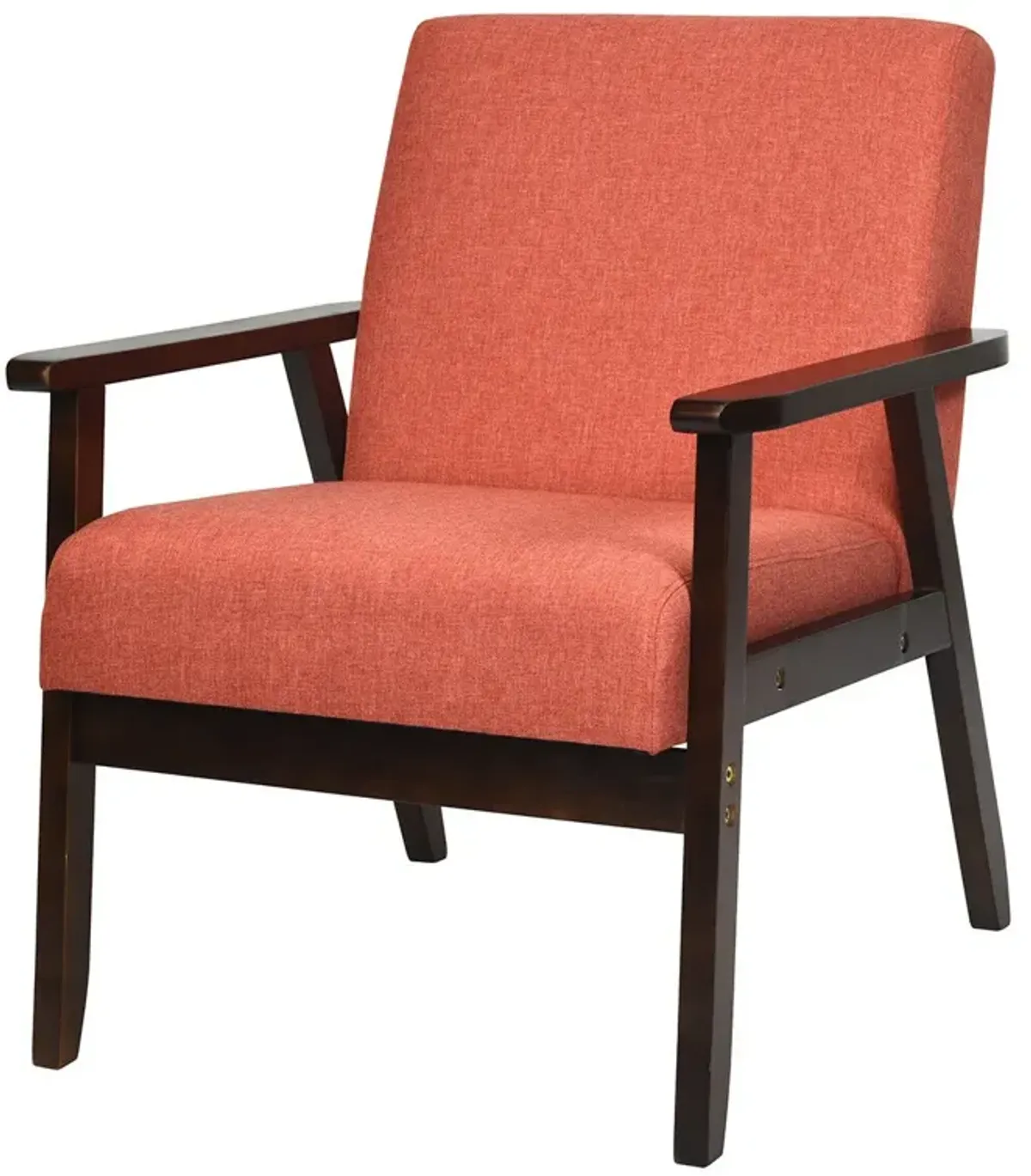 Solid Rubber Wood Fabric Accent Armchair