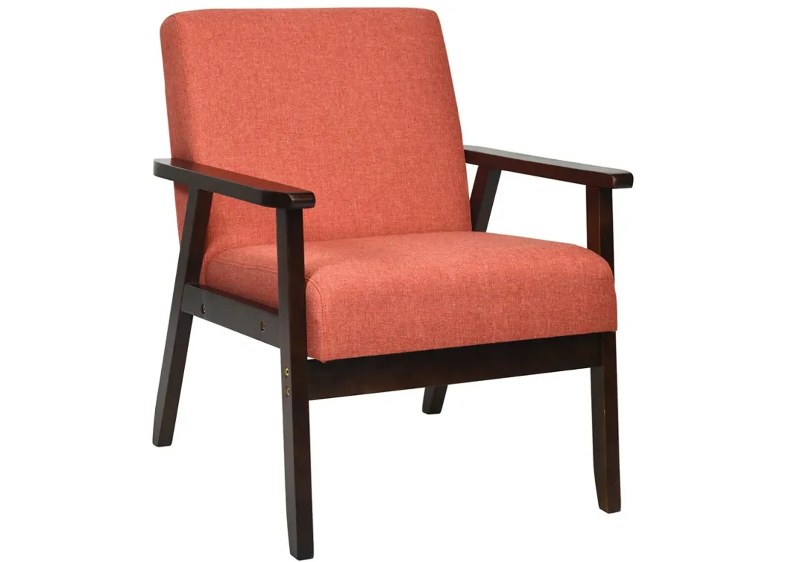 Solid Rubber Wood Fabric Accent Armchair