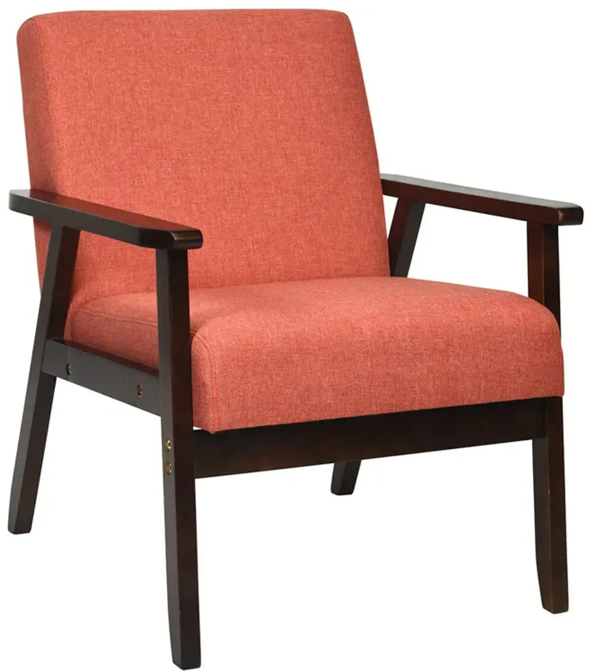 Solid Rubber Wood Fabric Accent Armchair