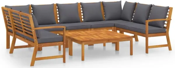 vidaXL 9 Piece Garden Lounge Set with Cushion Solid Acacia Wood