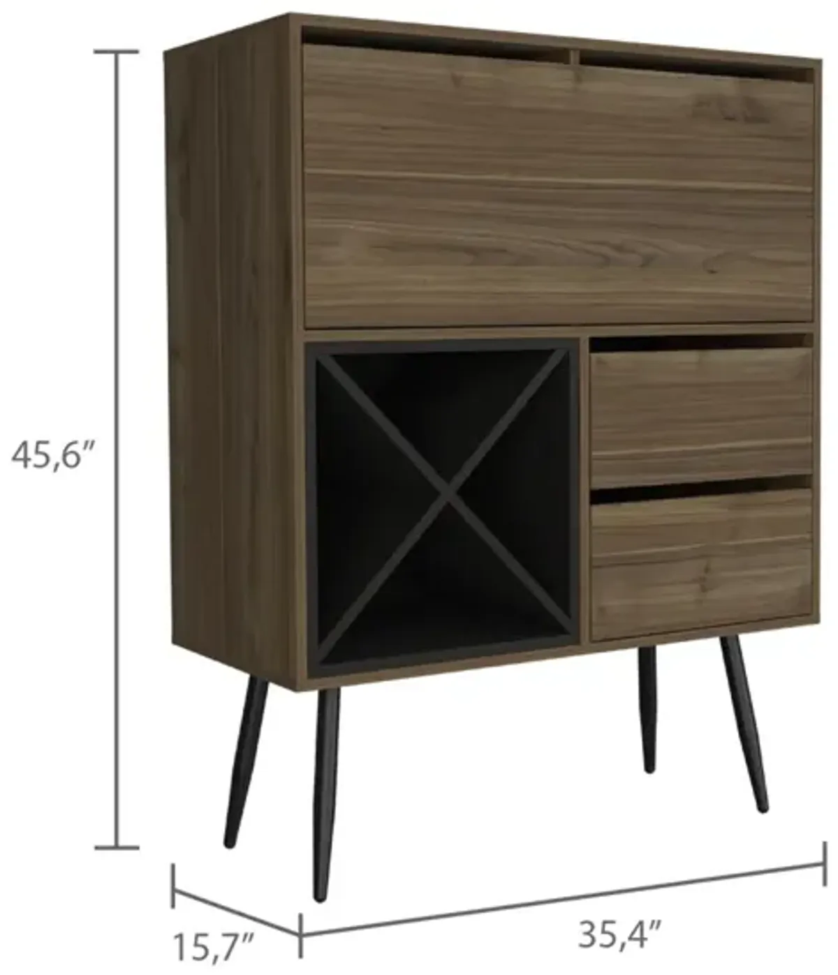 Somerville 4-Bottle 2-Drawer Bar Cabinet Mahogany And Black Wengue