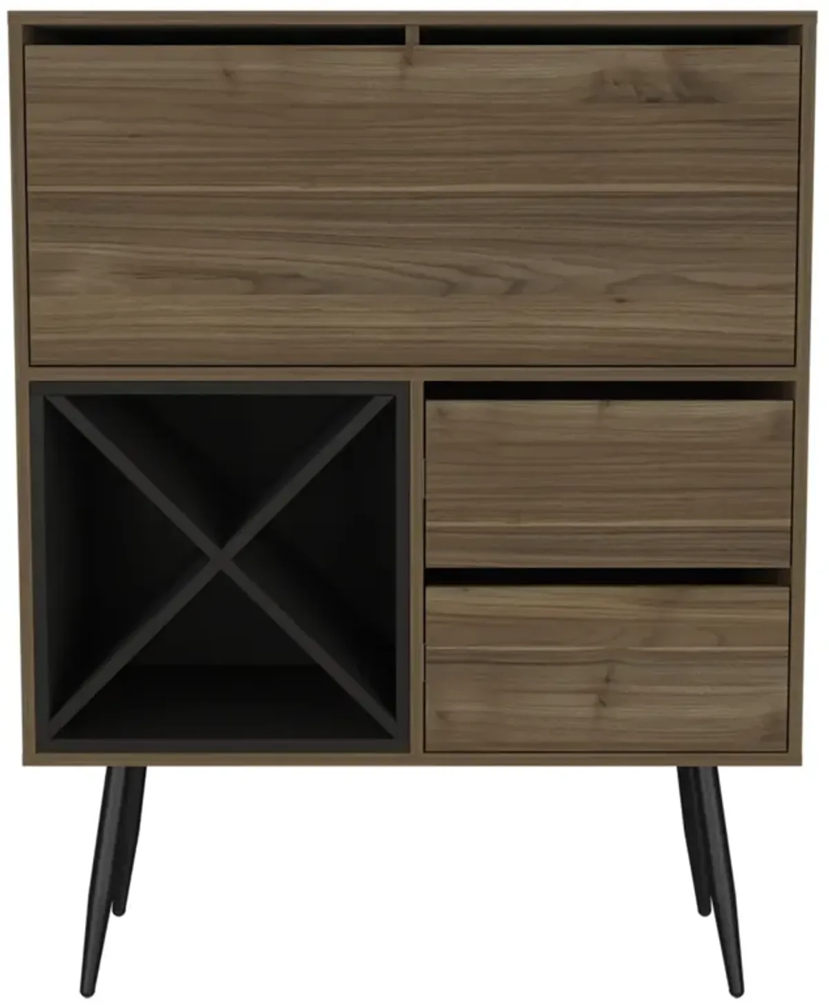 Somerville 4-Bottle 2-Drawer Bar Cabinet Mahogany And Black Wengue