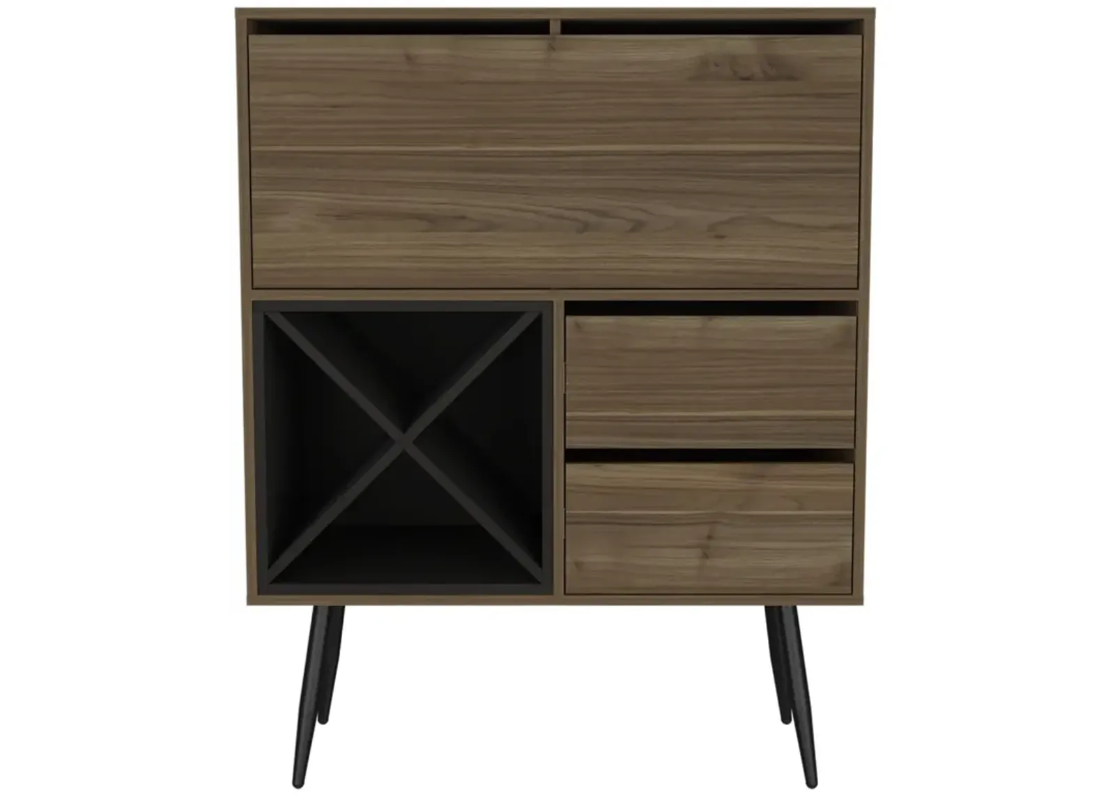 Somerville 4-Bottle 2-Drawer Bar Cabinet Mahogany And Black Wengue