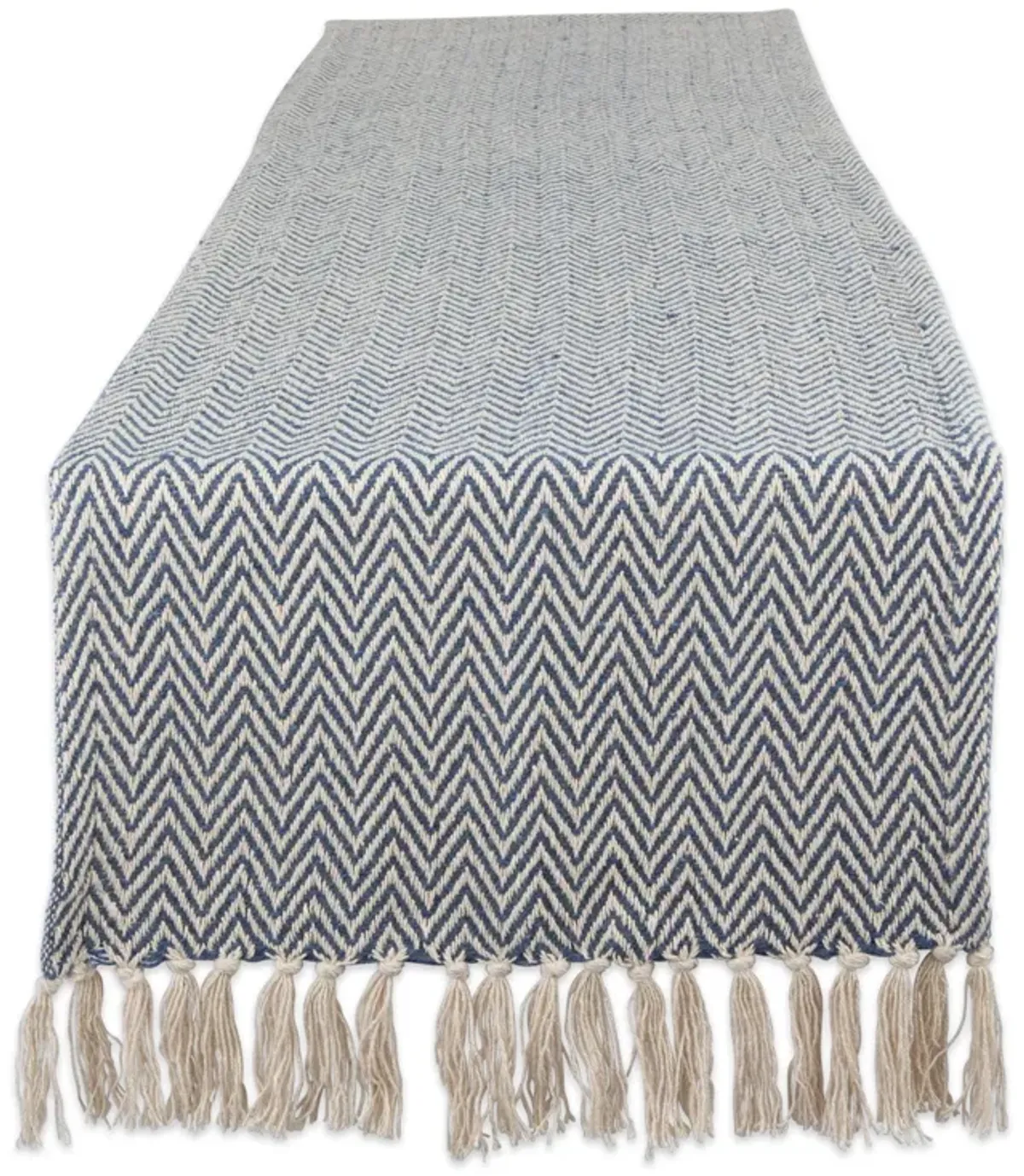 72" Blue and White Rectangular Chevron Weaved Table Runner