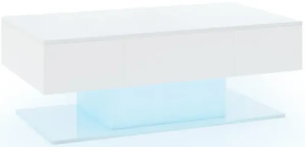 Hivvago Modern LED Coffee Table with 20 Color LED Lights and 2 Storage Drawers