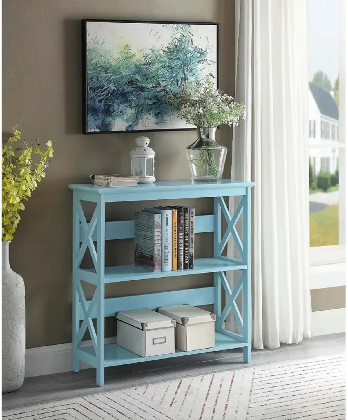 Convenience Concepts Oxford 3 Tier Bookcase, Sea Foam