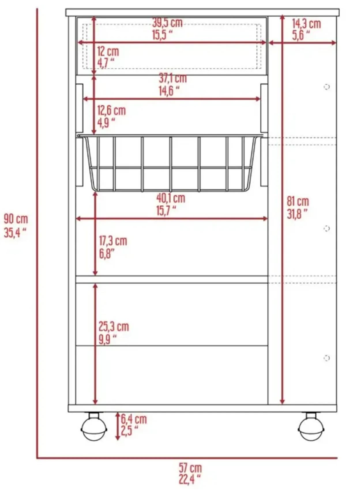 Prospect 5-Shelf 1-Drawer Kitchen Cart White And Light Oak