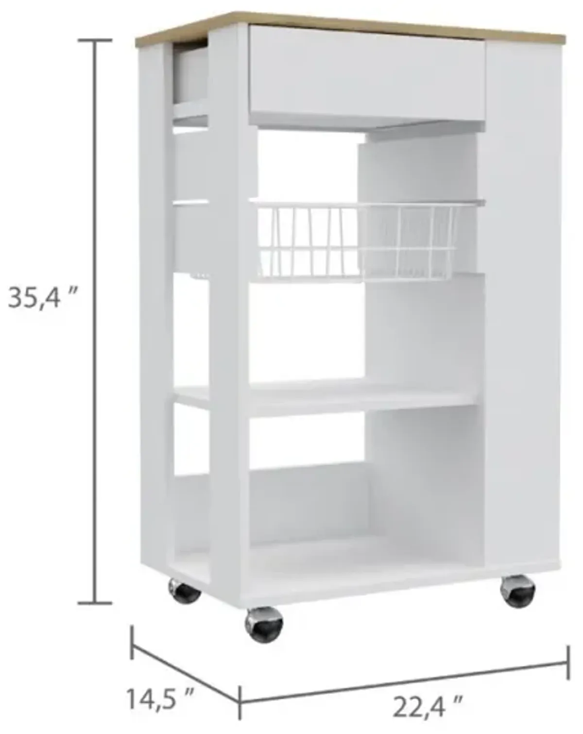 Prospect 5-Shelf 1-Drawer Kitchen Cart White And Light Oak