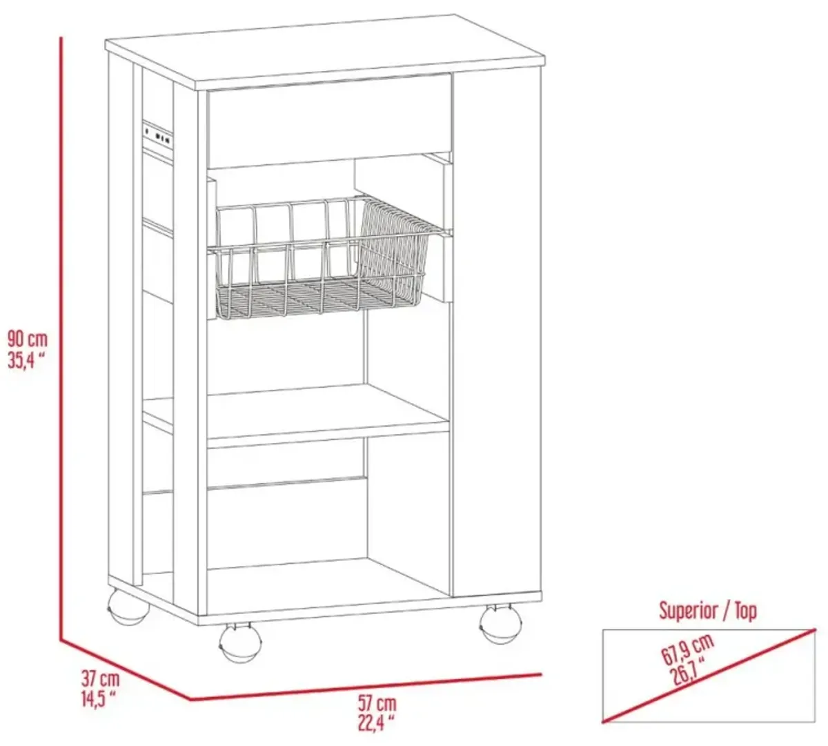 Prospect 5-Shelf 1-Drawer Kitchen Cart White And Light Oak