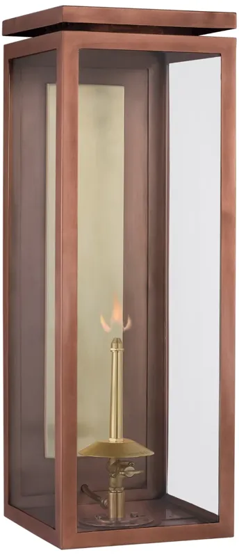 Fresno Large 3/4 Gas Wall Lantern in Soft Copper with Clear Glass