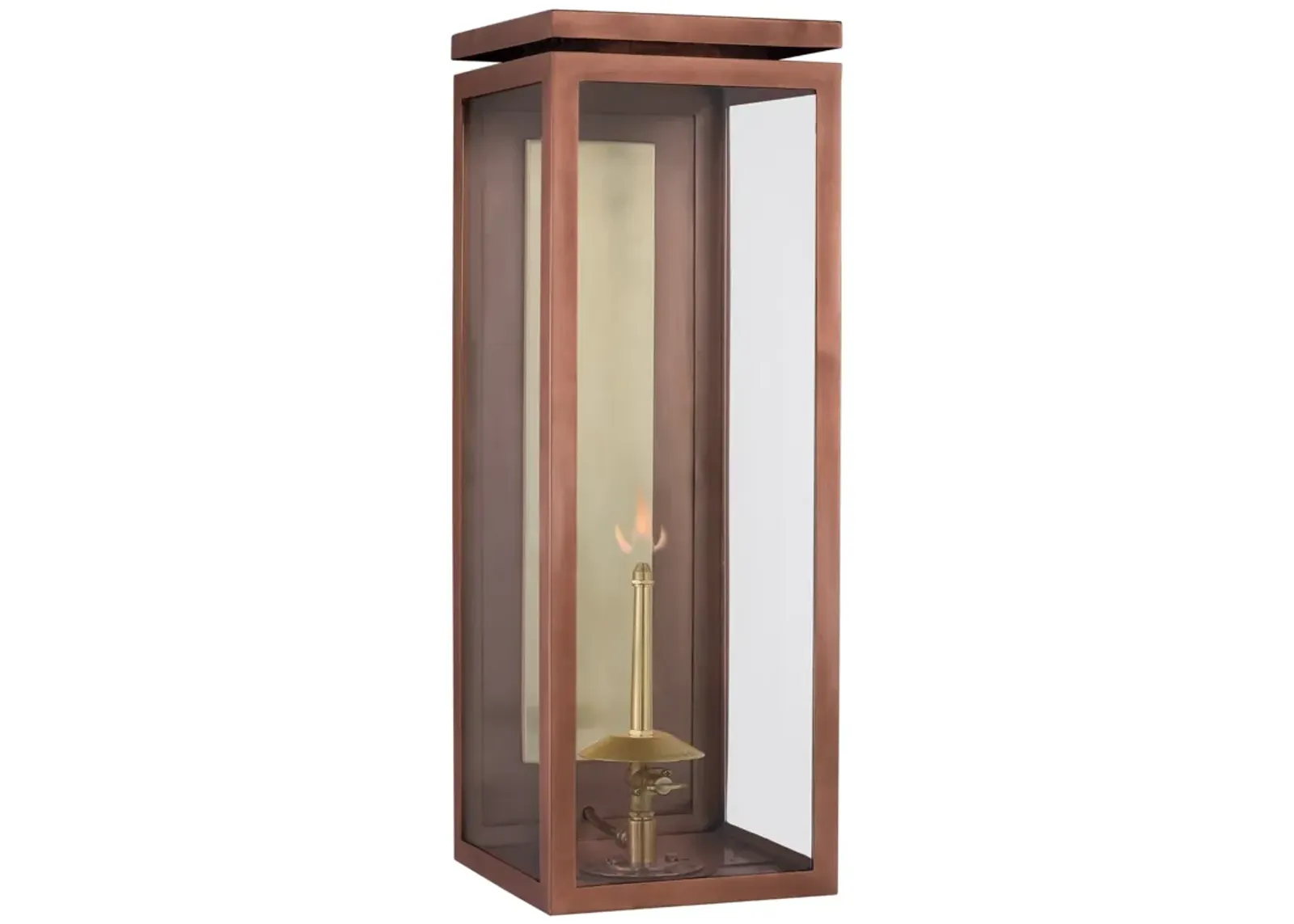 Fresno Large 3/4 Gas Wall Lantern in Soft Copper with Clear Glass