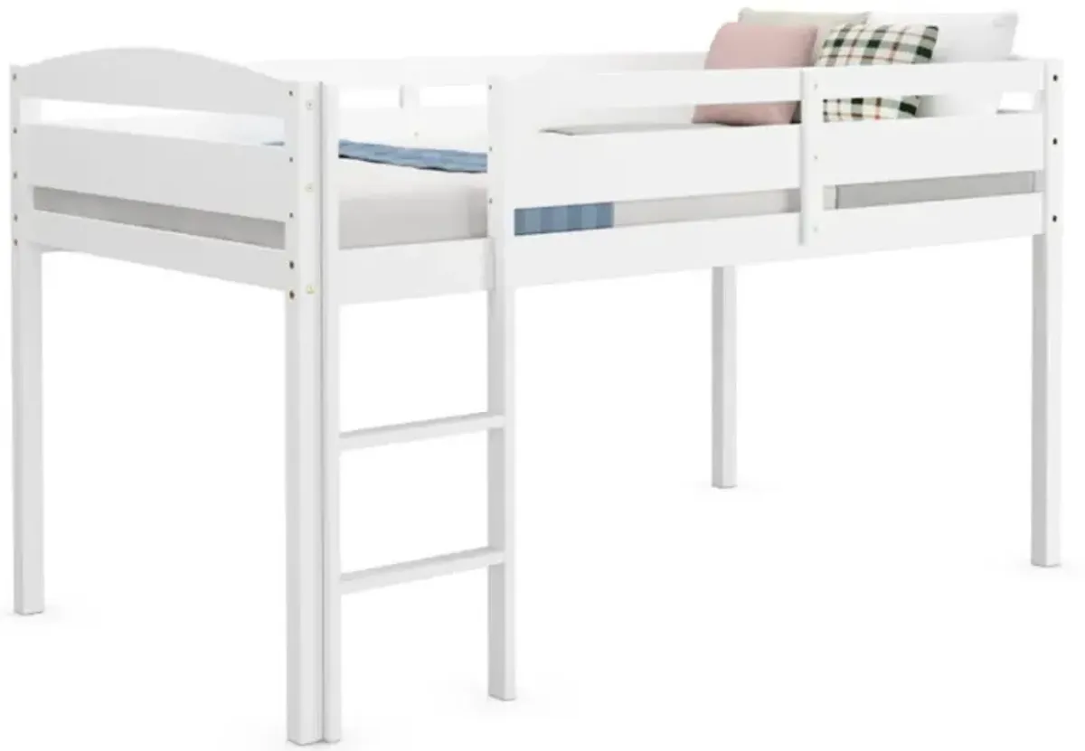 Hivvago Wooden Twin Low Loft Bunk Bed with Guard Rail and Ladder