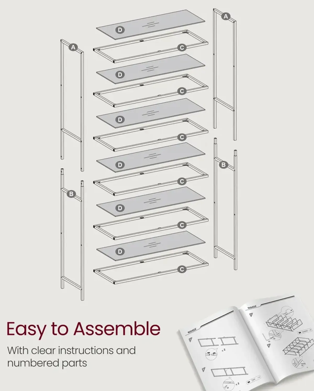 6-Tier Shelving Unit for Ample Storage and Versatile Organization