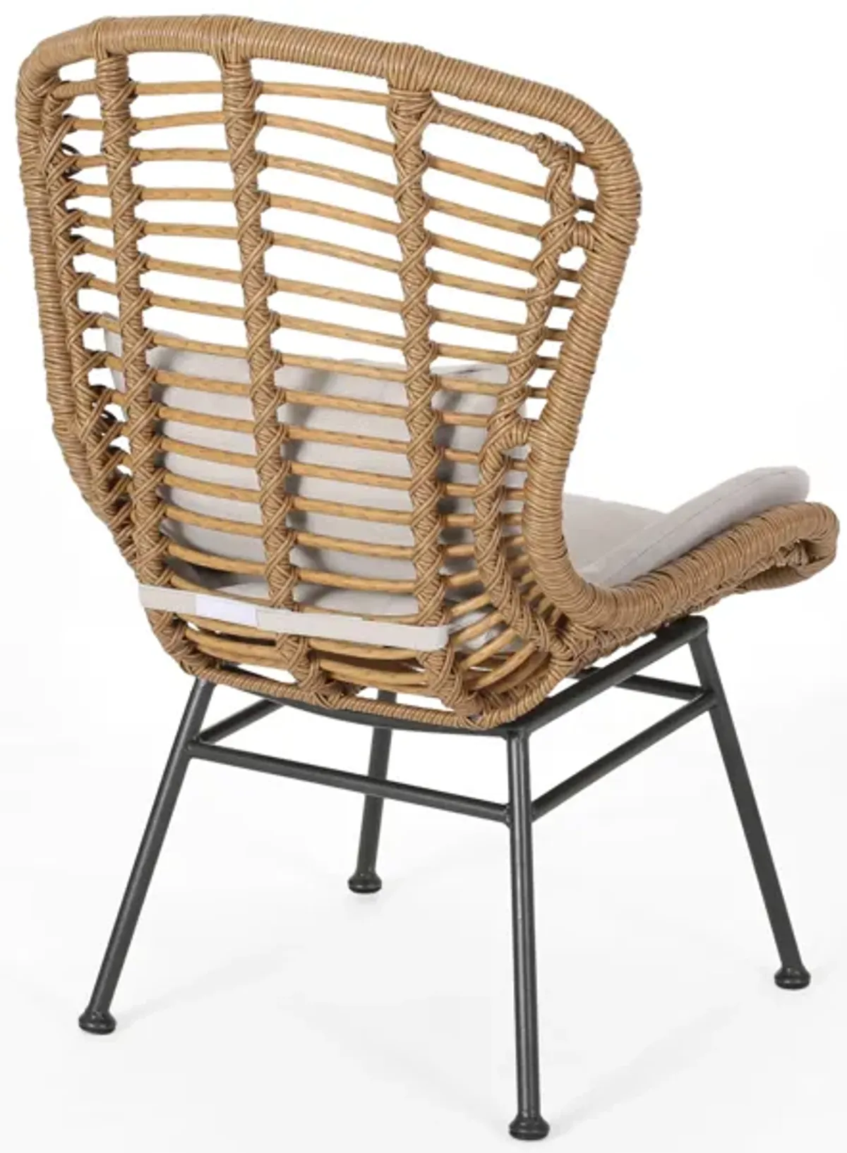 Slay Outdoor Accent Chair Set of 2, 25 Inch, Brown Woven Rattan, Iron - Benzara