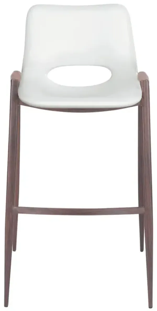 Hivvago Set of Two 29 Inch White And Brown Steel Low Back Bar Height Bar Chairs