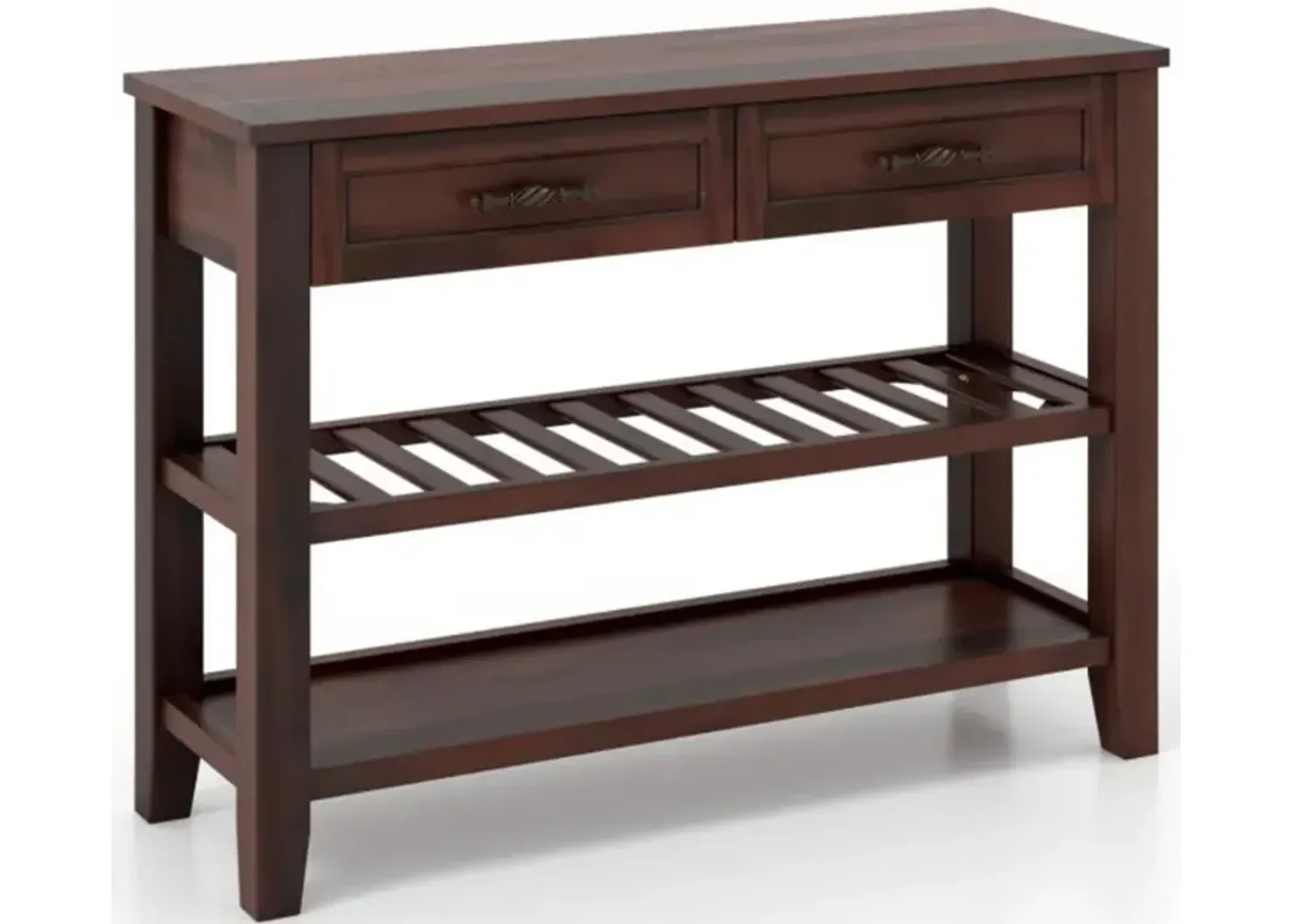 Hivvago 3-tier Console Table with 2 Drawers for Living Room Entryway