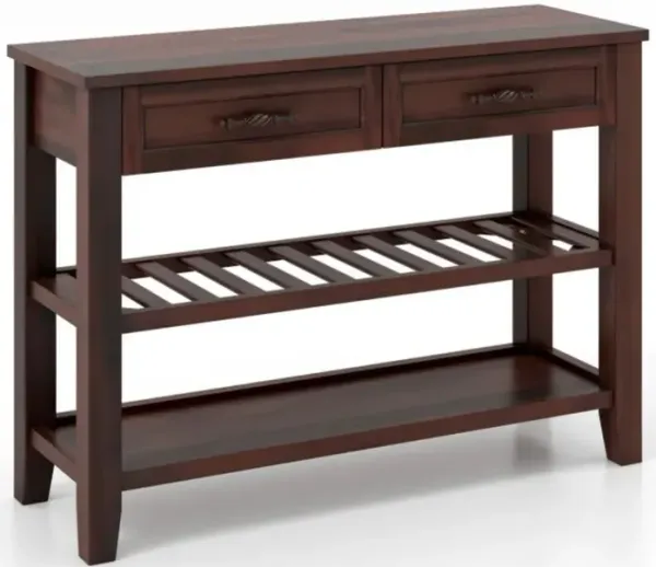 Hivvago 3-tier Console Table with 2 Drawers for Living Room Entryway