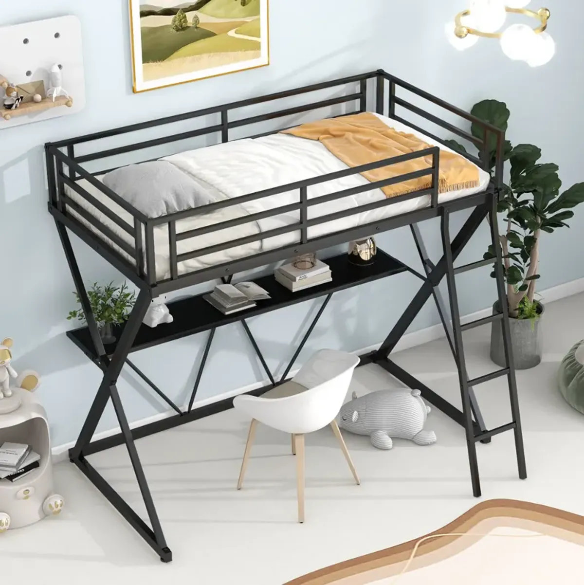 Merax Loft Bed with Desk and Ladder