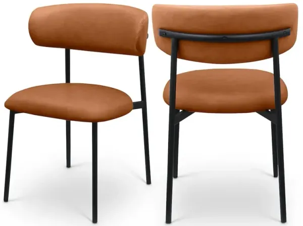 Meridian Furniture Lupita Cognac Vegan Leather Dining Chair, Set of 2