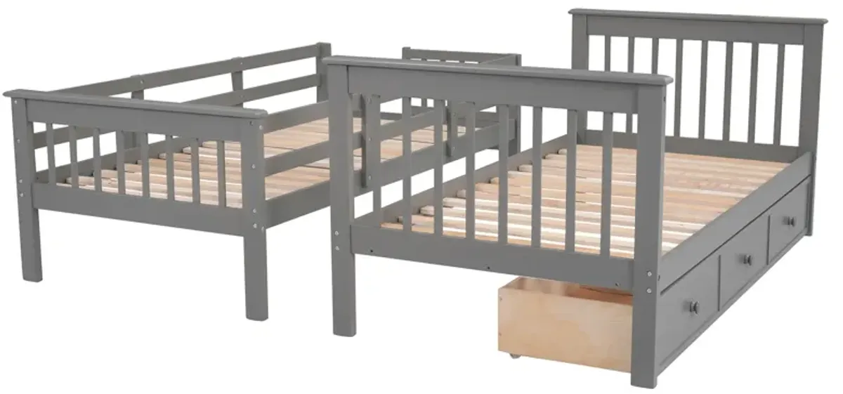 Merax Stairway Twin-Over-Twin Bunk Bed with Three Drawers for Bedroom, Dorm