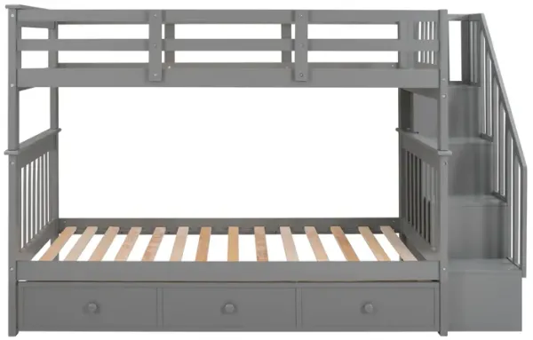 Merax Stairway Twin-Over-Twin Bunk Bed with Three Drawers for Bedroom, Dorm