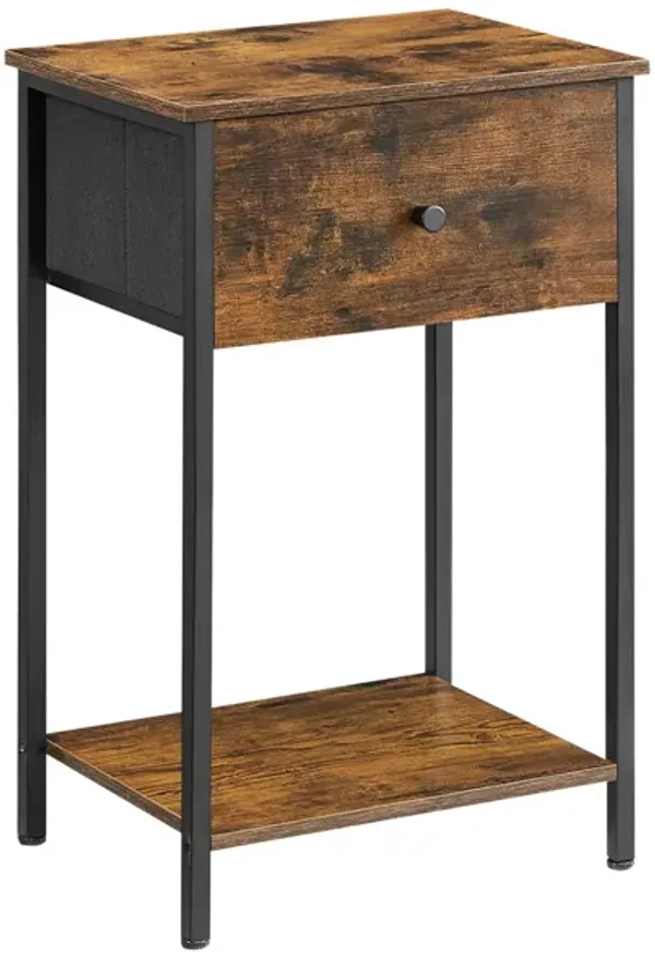 Hivvago End Table Rustic Brown and Black