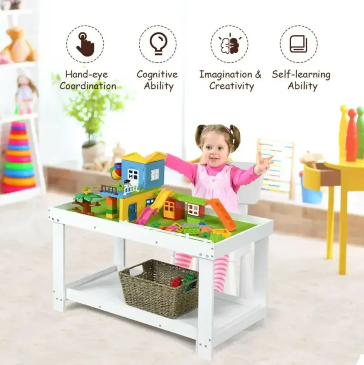 Hivvago Solid Multifunctional Wood Kids Activity Play Table