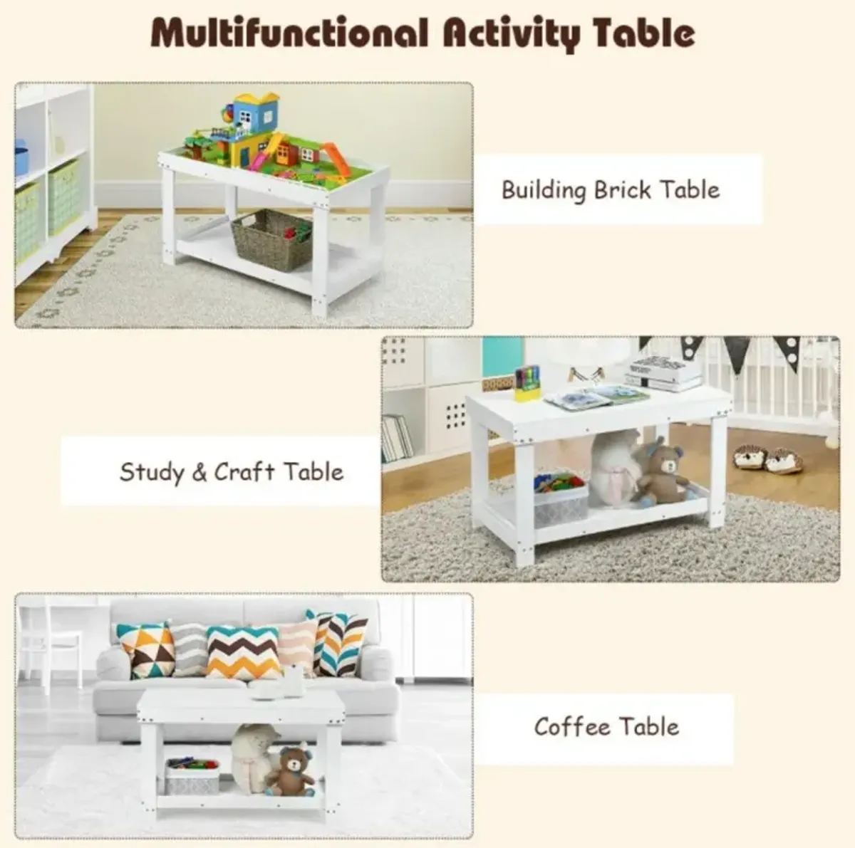 Hivvago Solid Multifunctional Wood Kids Activity Play Table