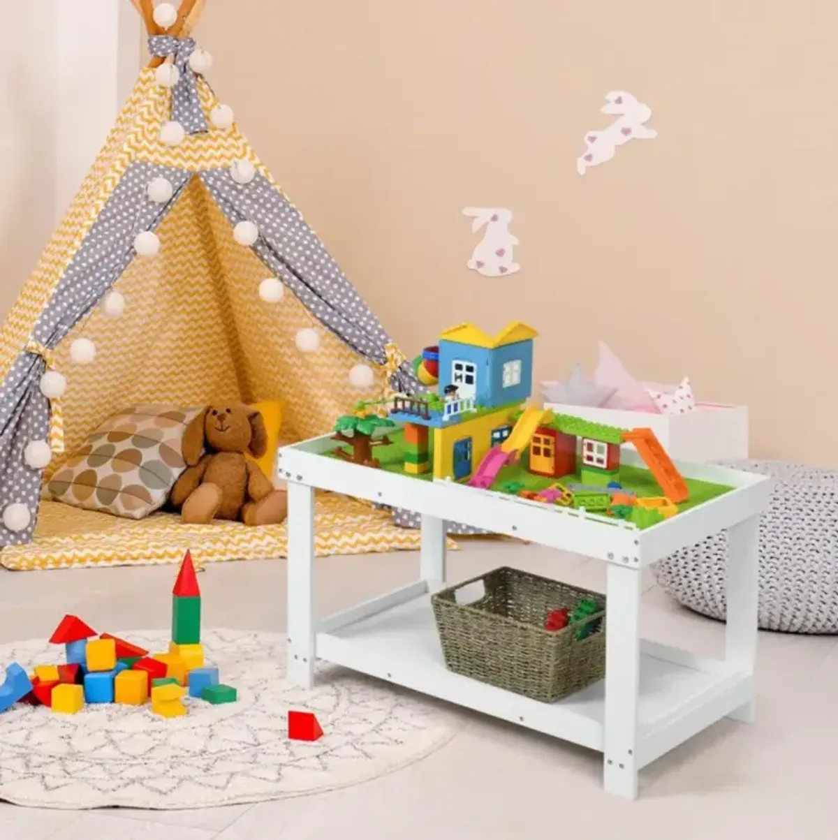 Hivvago Solid Multifunctional Wood Kids Activity Play Table