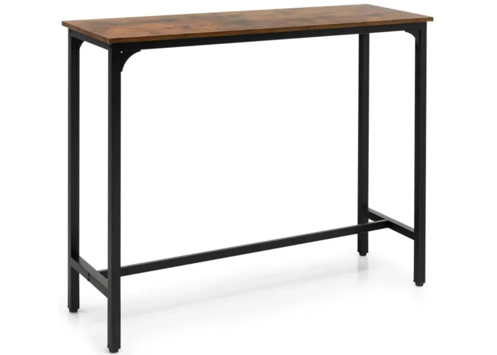 Hivvago 48 Inch Industrial Pub Dining Table with Steel Frame-Rustic Brown