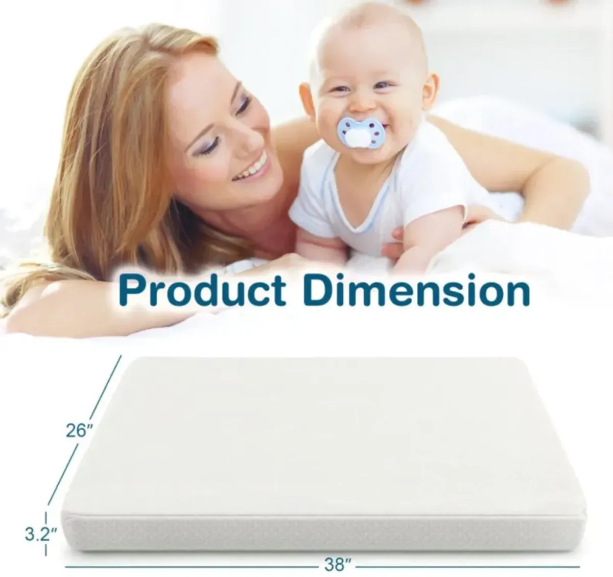 Hivvago 38 x 26 Inch Dual Sided Pack and Play Baby Mattress Pad with Removable Washable Cover