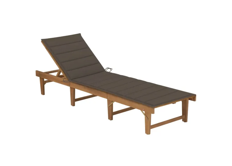 vidaXL Folding Sun Lounger with Cushion Solid Acacia Wood