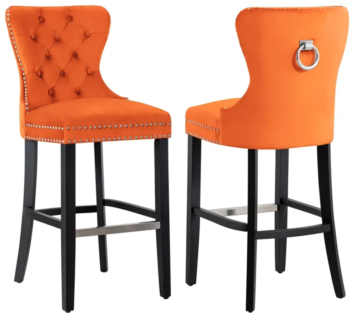 WestinTrends Tufted Velvet Bar Stool (Set of 2)