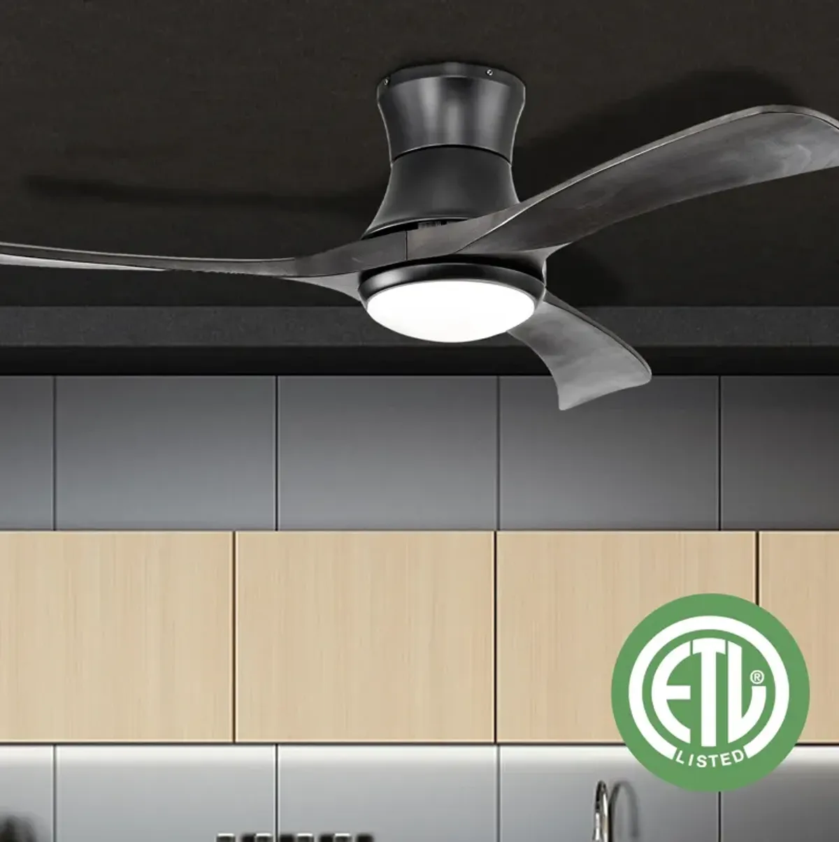 Flush Mount Ceiling Fan with LED Light