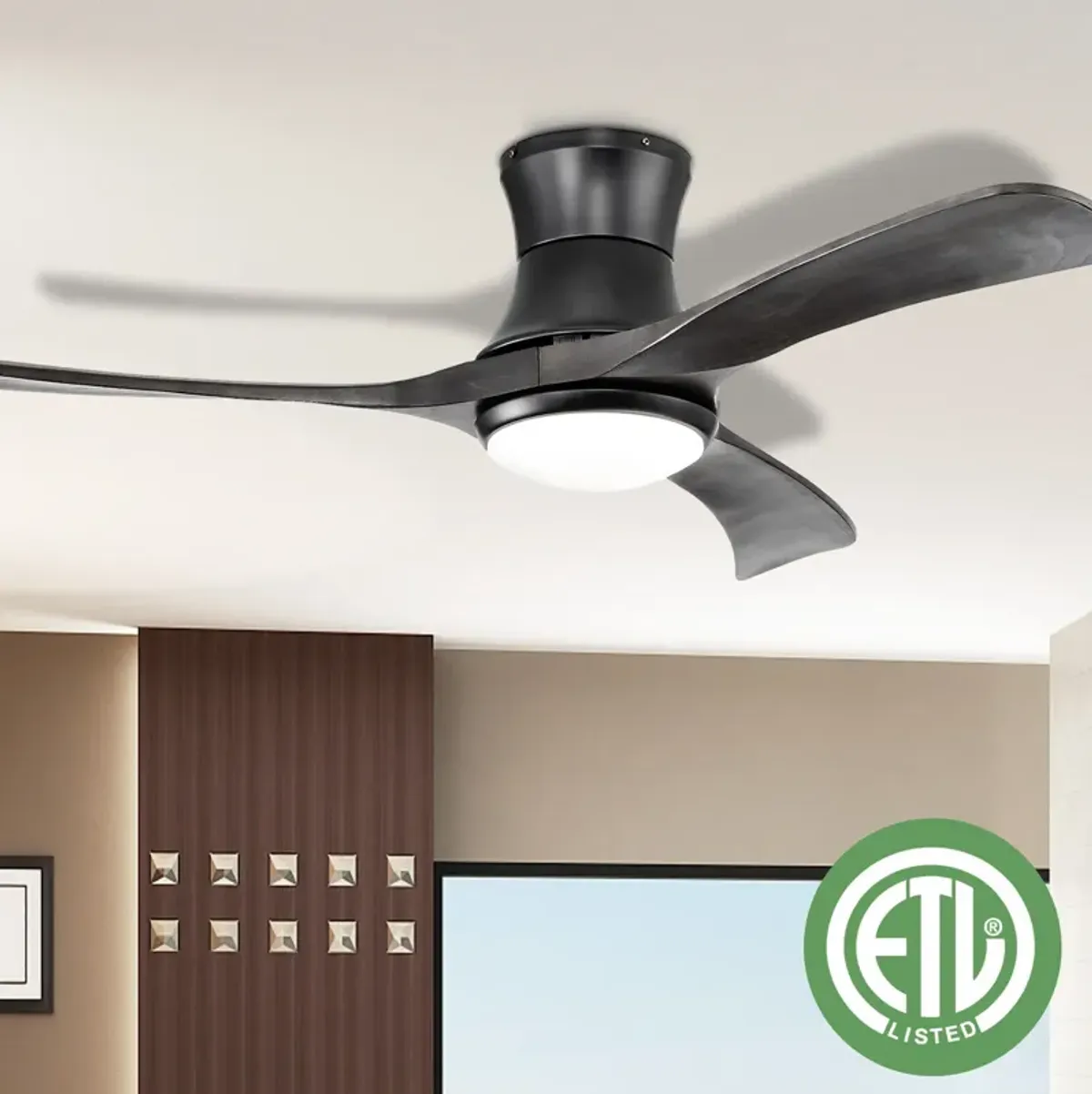 Flush Mount Ceiling Fan with LED Light