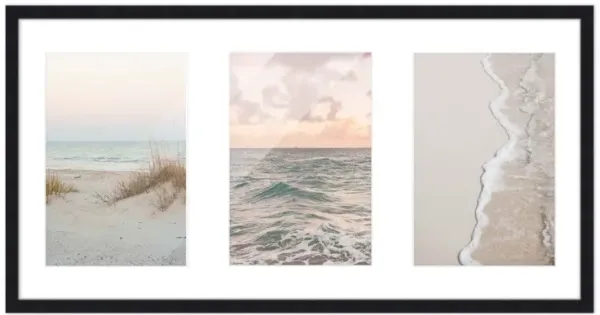 7.5x14.5 Wood Collage Frame with White Mat For 3 4x6 Pictures