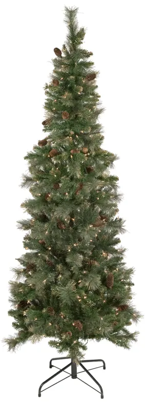 7' Pre-Lit Yorkshire Pine Pencil Artificial Christmas Tree  Clear Lights