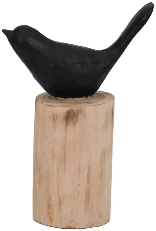 Bird Perched on Log Figurine