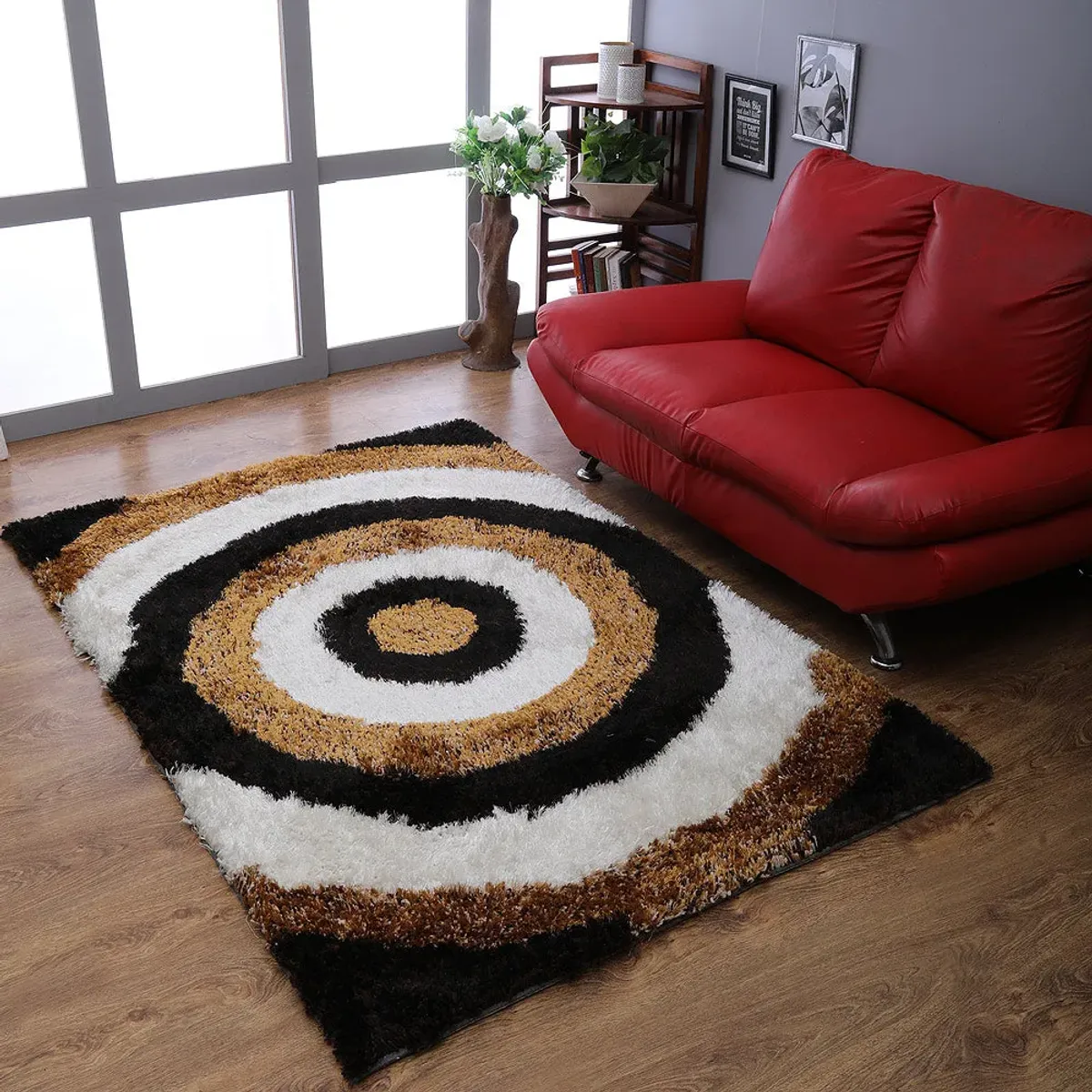 RUGSOTIC CARPETS HAND TUFTED SHAG POLYESTER ECO-FRIENDLY AREA RUGS  - 6'x9', Rectangle, Multicolor, Geometric Modern Design, High Pile Thick Handmade Anti Skid Rugs for Living Room K00082