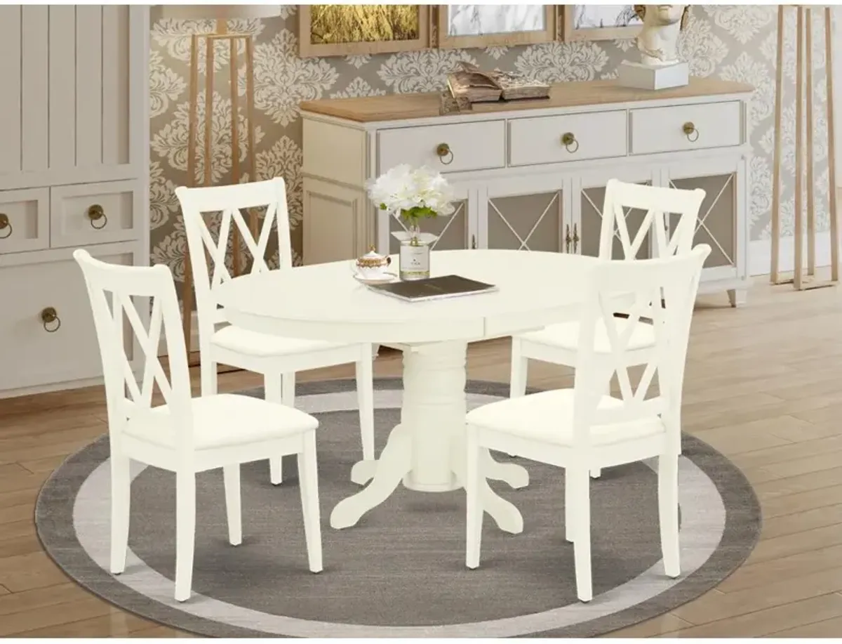 East West Furniture Dining Room Set Linen White, AVCL5-LWH-C