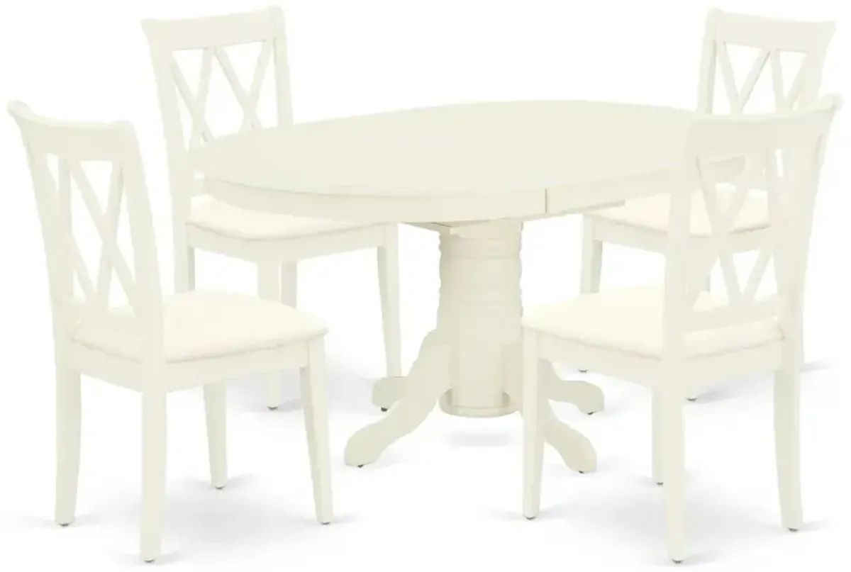 East West Furniture Dining Room Set Linen White, AVCL5-LWH-C