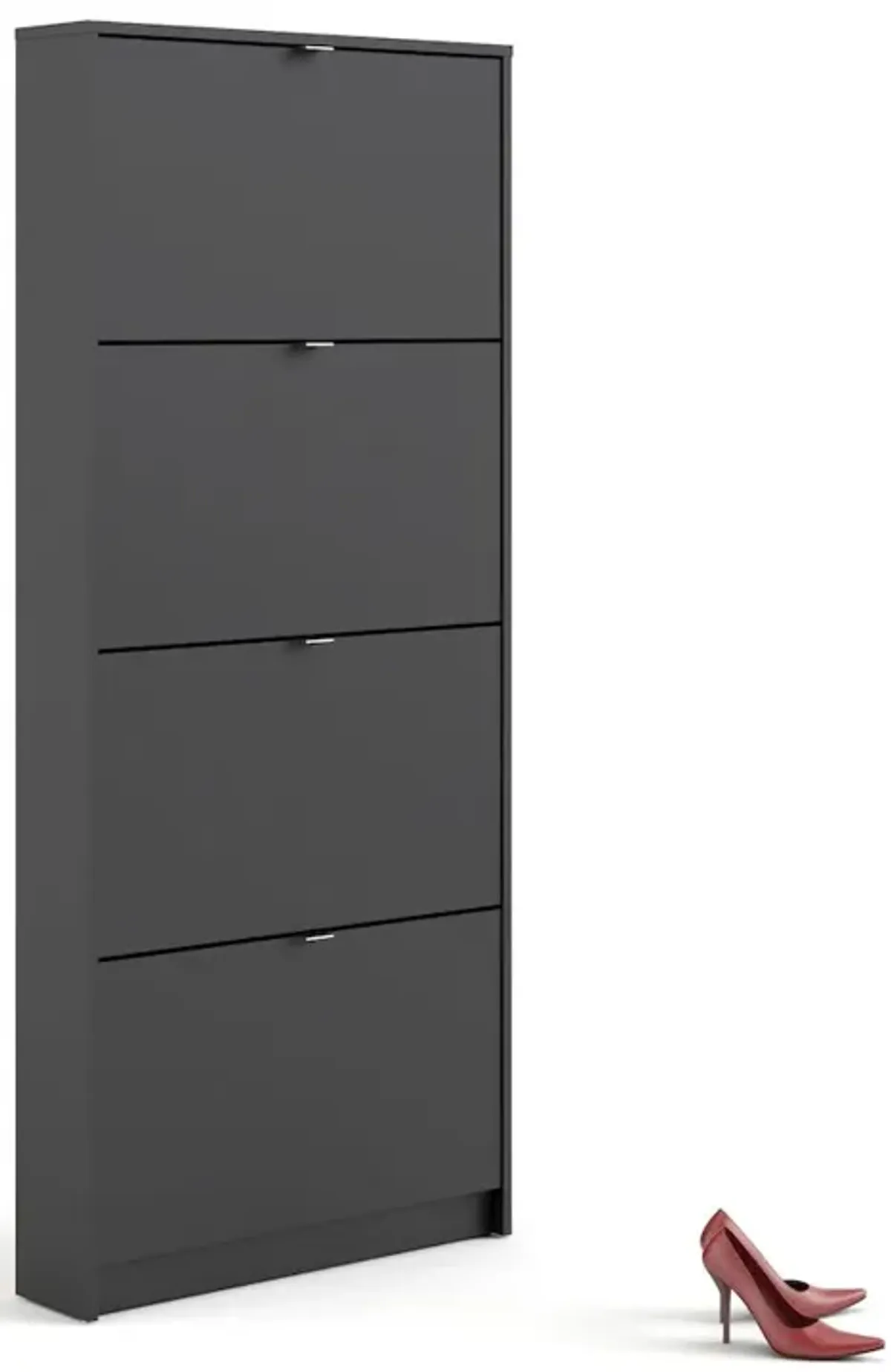 Tvilum Bright 4 Drawer Shoe Cabinet, Black Matte