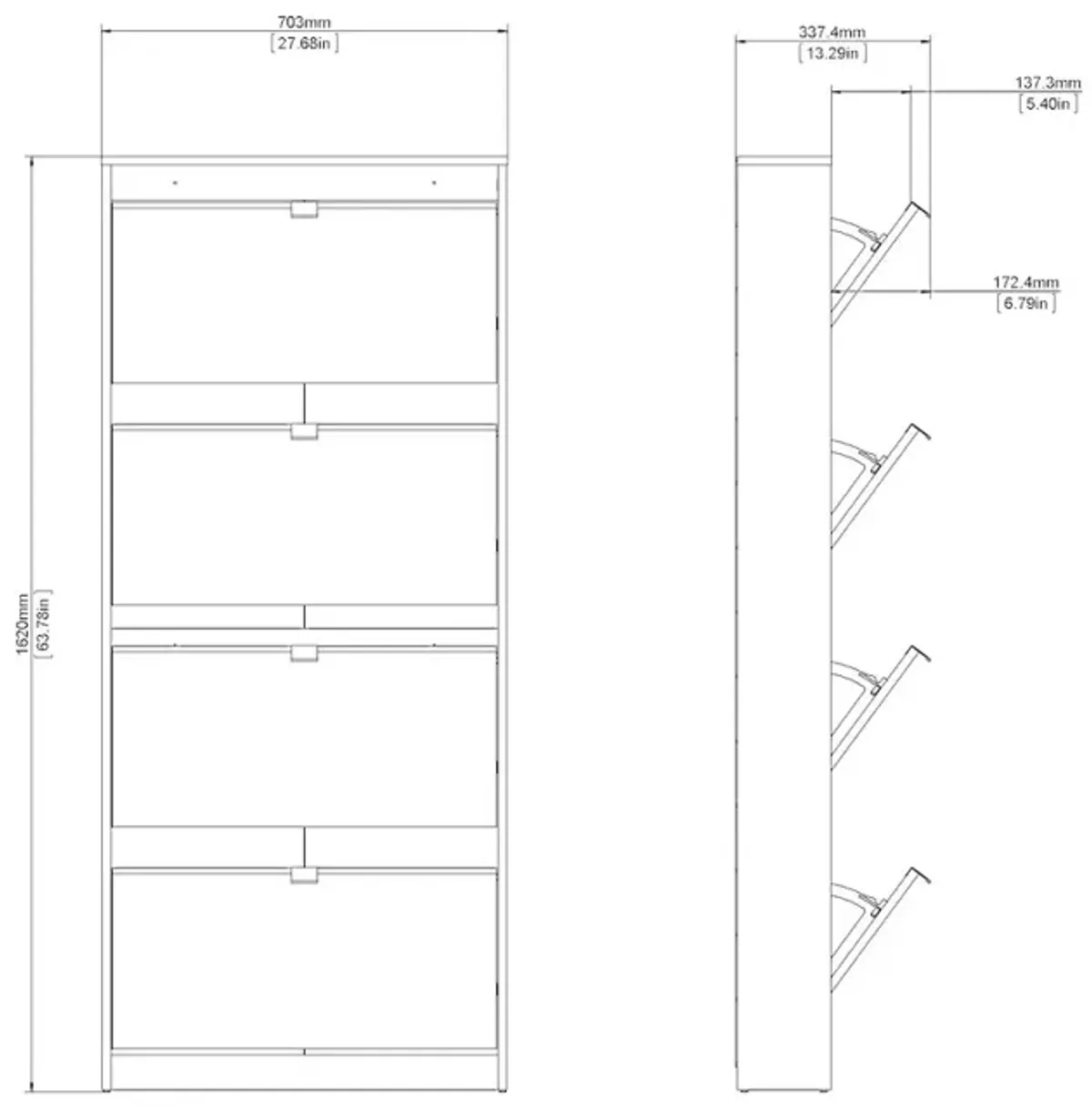 Tvilum Bright 4 Drawer Shoe Cabinet, Black Matte